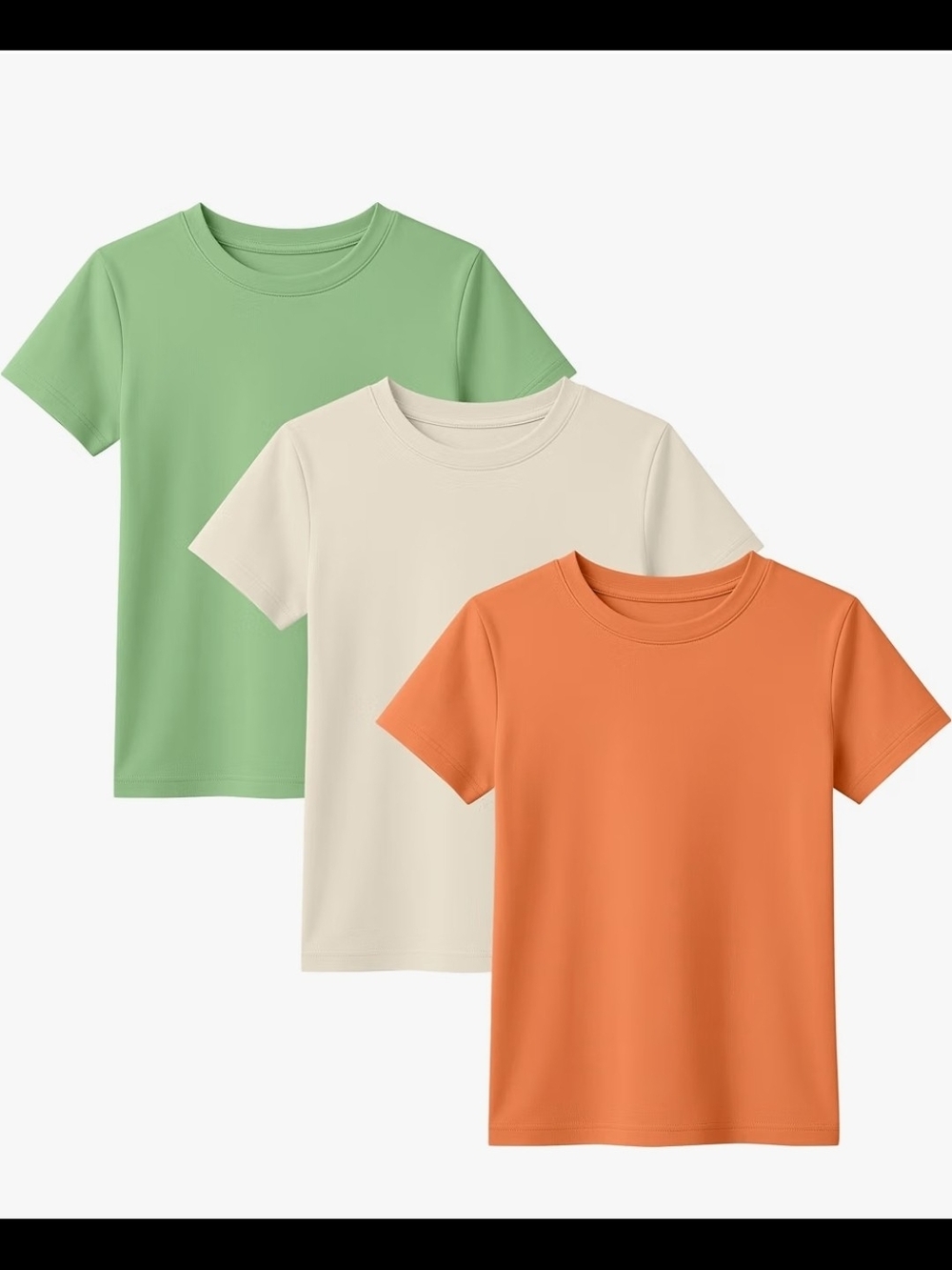 Kids 3-Pack Short Sleeve Tee - Green, Cream & Orange